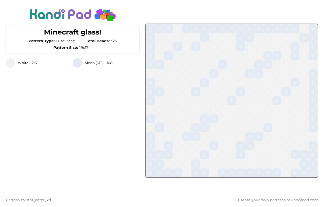 Minecraft glass! - Fuse Bead Pattern by for3v3r_sw33t_404 on Kandi Pad - white,cotdglass