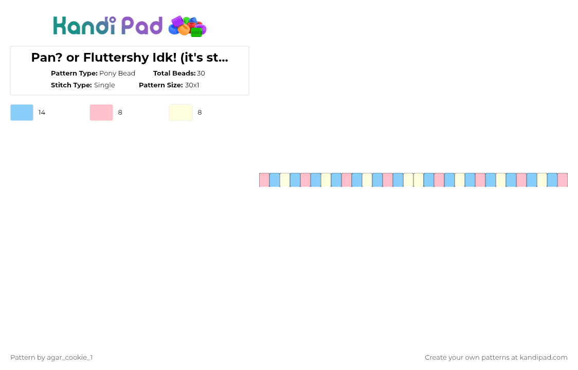 Pan? or Fluttershy Idk! (it\'s still super cute!) - Pony Bead Pattern by for3v3r_sw33t_404 on Kandi Pad - pink,light blue