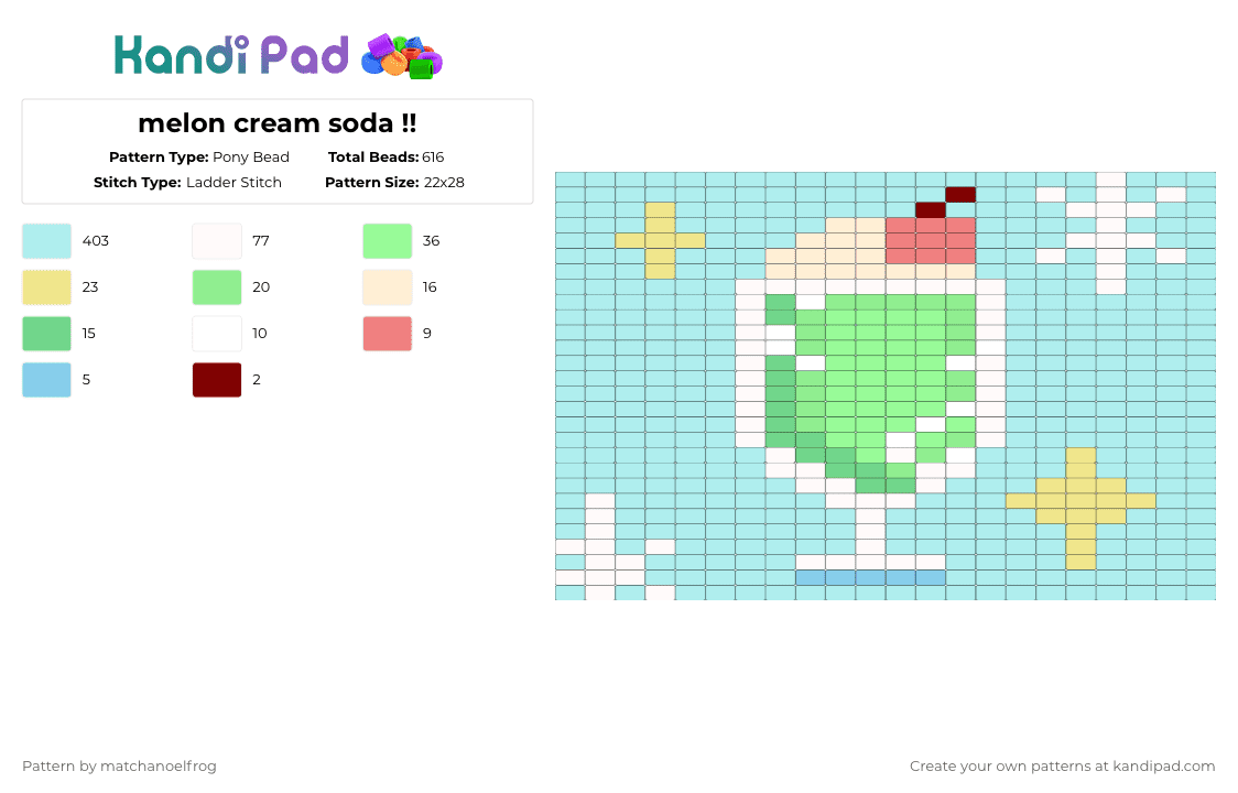 melon cream soda !! - Pony Bead Pattern by matchanoelfrog on Kandi Pad - light blue,creamsoda