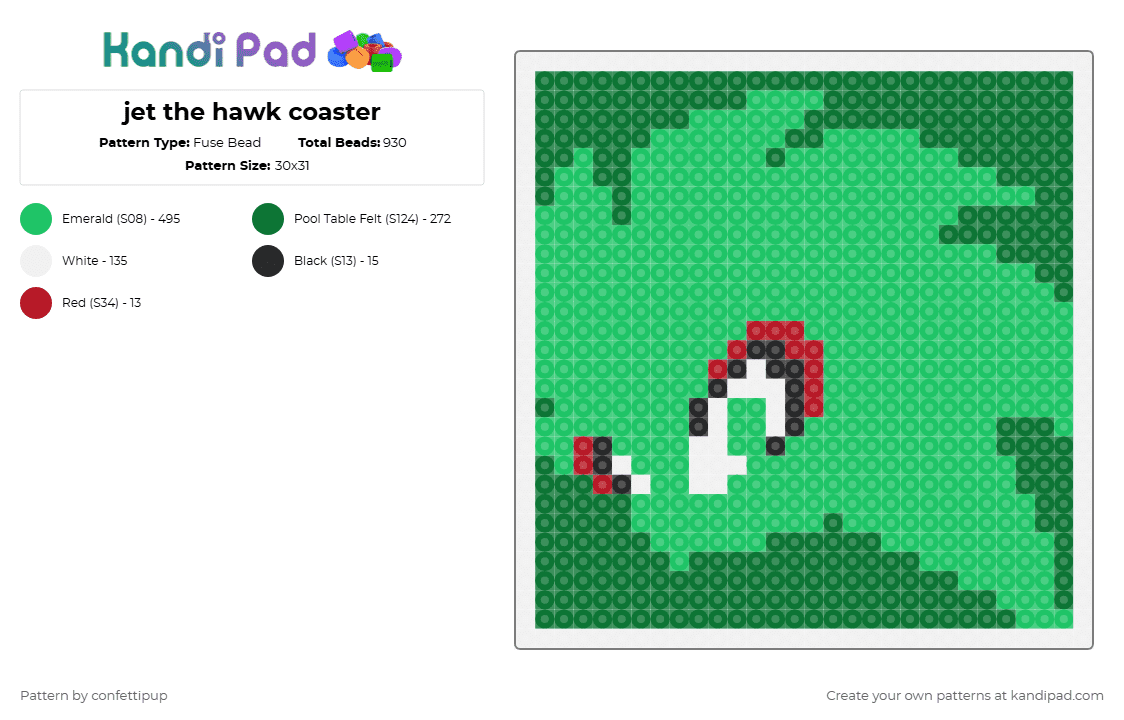 jet the hawk coaster - Fuse Bead Pattern by confettipup on Kandi Pad - coaster, green, jet, jet the hawk, sonic, sonic riders, sonic the hedgehog, video game, video games