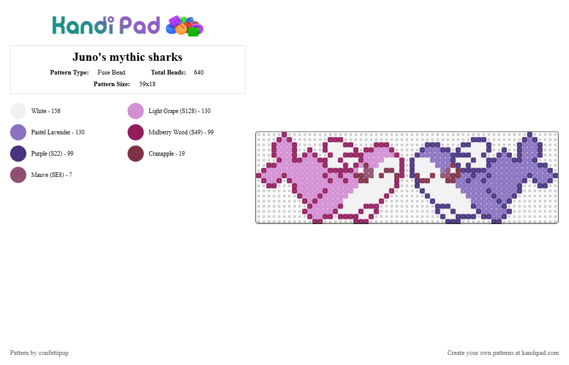 Juno\'s mythic sharks - Fuse Bead Pattern by confettipup on Kandi Pad - pink,blue,overwatch,video games,sharks,animals,kawaii,cute,pastel,juno
