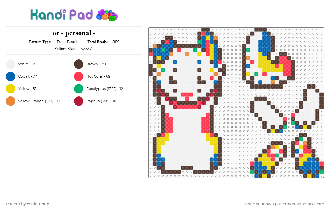 oc - personal - - Fuse Bead Pattern by confettipup on Kandi Pad - white,brown,red,blue