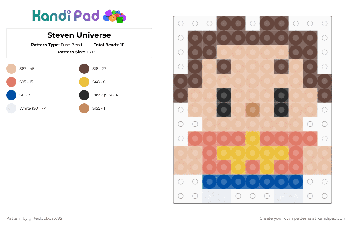 Steven Universe - Fuse Bead Pattern by giftedbobcat692 on Kandi Pad - beige,brown