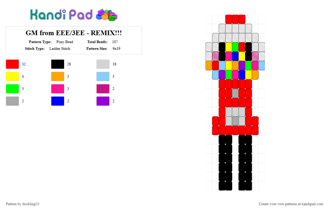 GM from EEE/3EE - REMIX!!! - Pony Bead Pattern by duckling33 on Kandi Pad - red