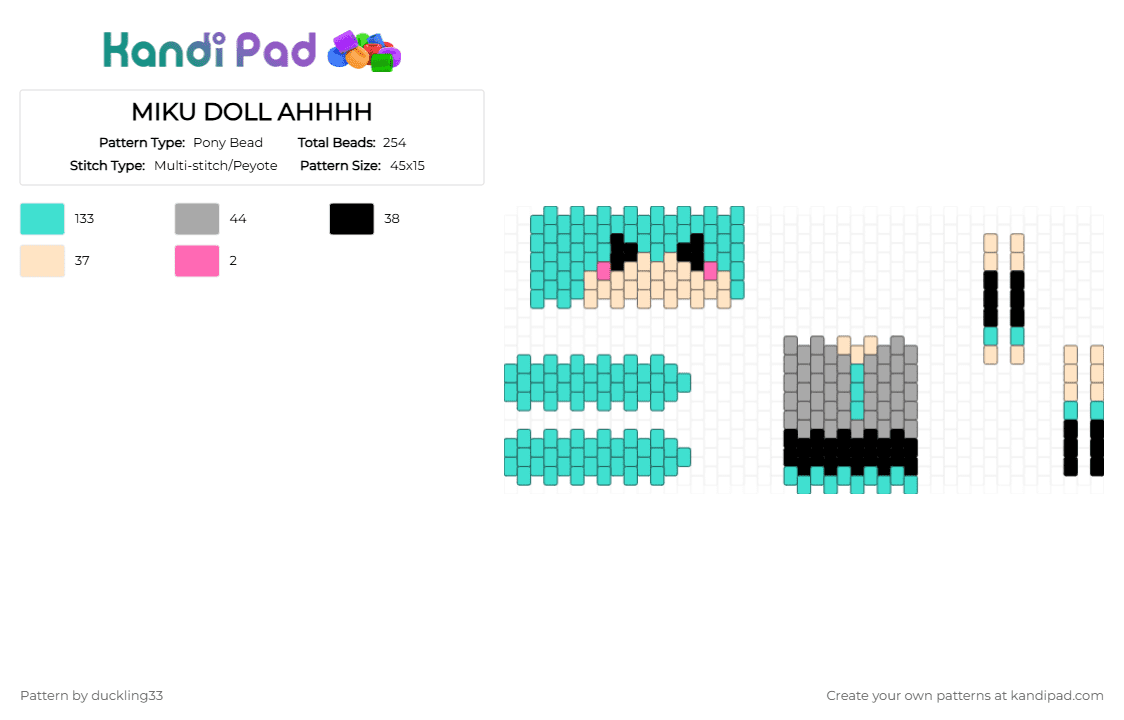 MIKU DOLL AHHHH - Pony Bead Pattern by duckling33 on Kandi Pad - beige, light blue