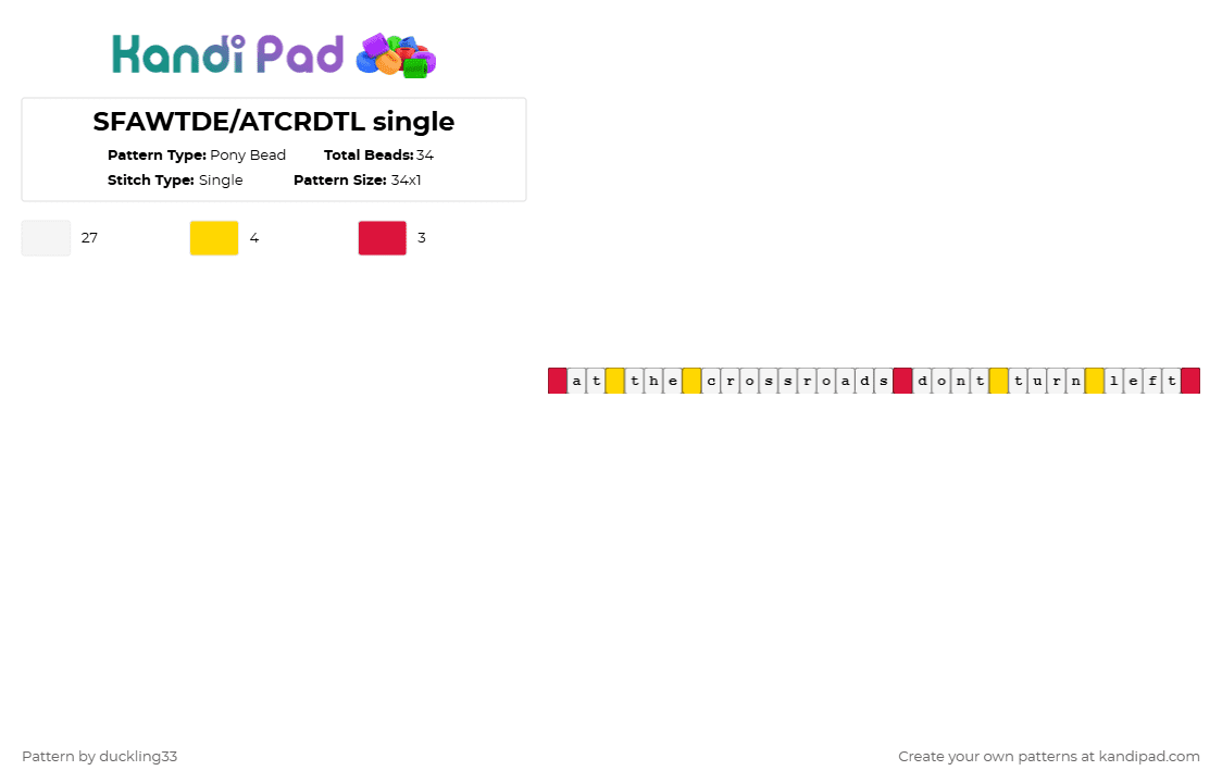 SFAWTDE/ATCRDTL single - Pony Bead Pattern by duckling33 on Kandi Pad - white,red,yellow,sfawtde,wifies,analog horror,mc,minecraft,arg,king in yellow,d3rlord3