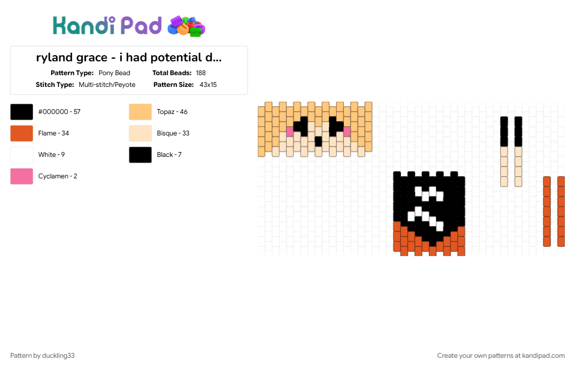ryland grace - i had potential doll T.T - Pony Bead Pattern by duckling33 on Kandi Pad - beige, i had potential, orange, phm, project hail mary, project hail mary movie, red, ryland grace