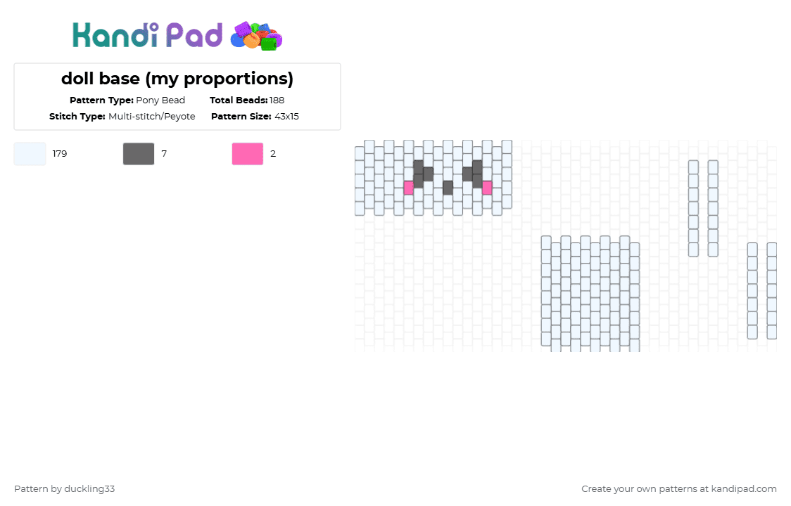 doll base (my proportions) - Pony Bead Pattern by duckling33 on Kandi Pad - white,gray,doll,bass,remix