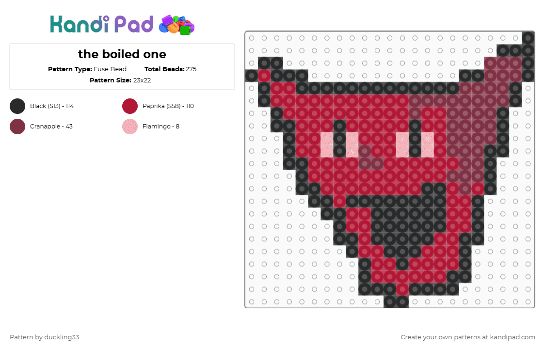 the boiled one - Fuse Bead Pattern by duckling33 on Kandi Pad - red,the boiled one,doctor nowhere,horror,analog horror