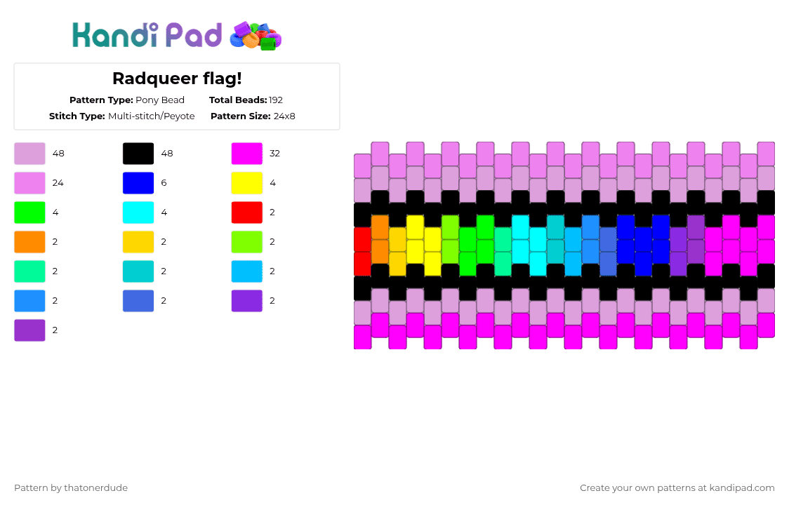 Radqueer flag! - Pony Bead Pattern by deleted_user_987656 on Kandi Pad - 