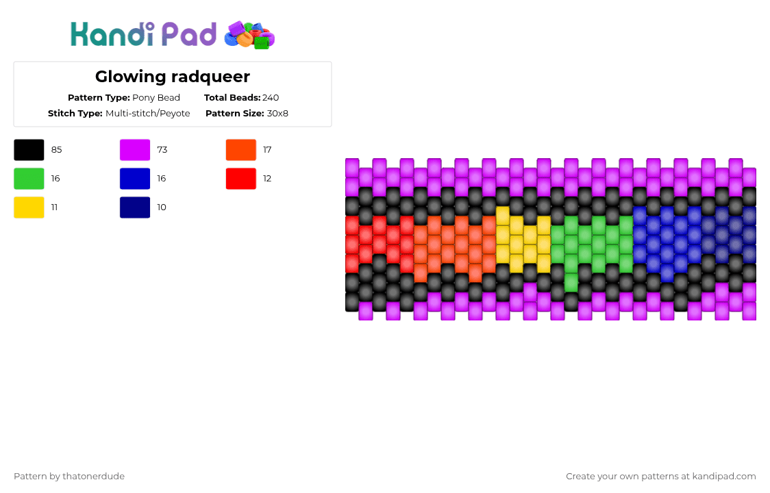 Glowing radqueer - Pony Bead Pattern by deleted_user_987656 on Kandi Pad - 
