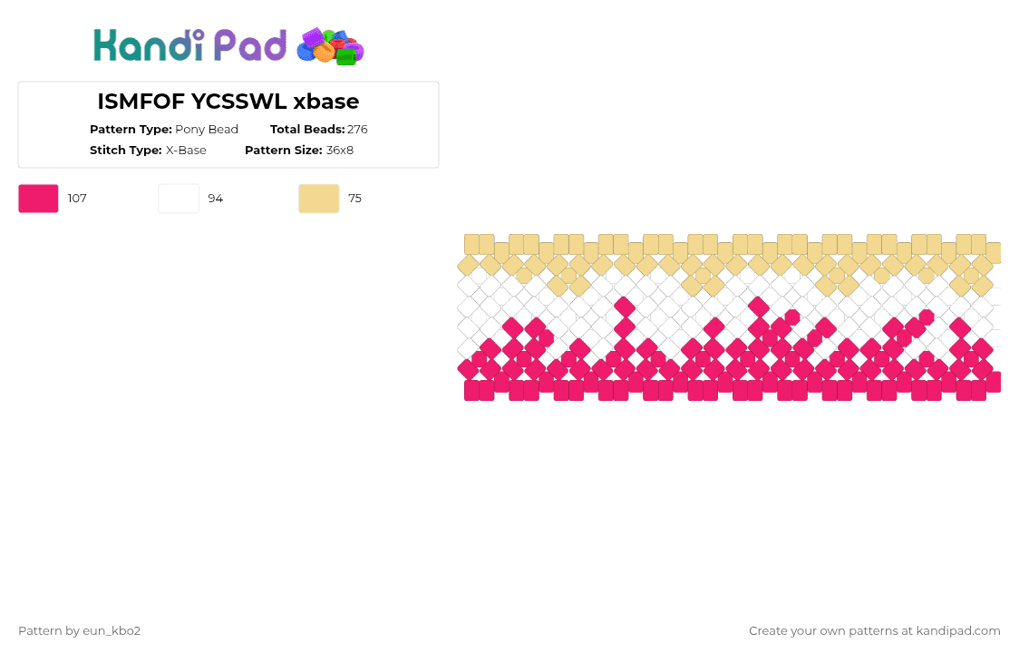 ISMFOF YCSSWL xbase - Pony Bead Pattern by eun_kbo2 on Kandi Pad - pink,yellow,white,album,album cover,music,animal