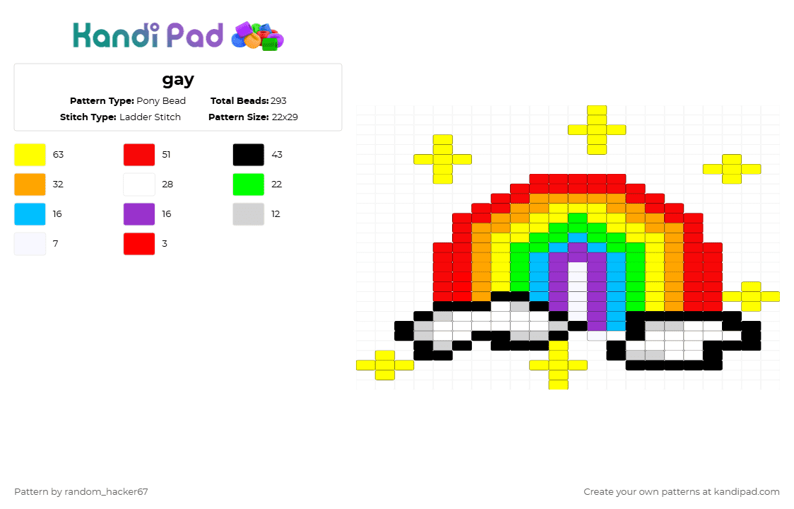 gay - Pony Bead Pattern by random_hacker67 on Kandi Pad - orange, red, yellow