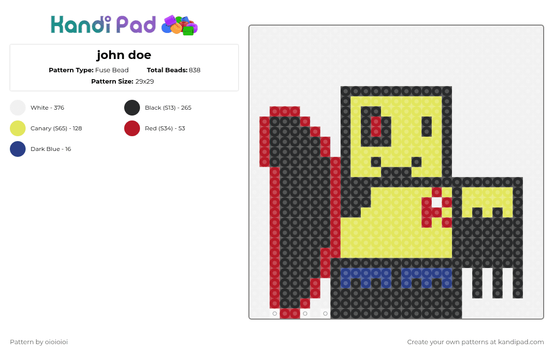john doe - Fuse Bead Pattern by chuculatu on Kandi Pad - white,yellow