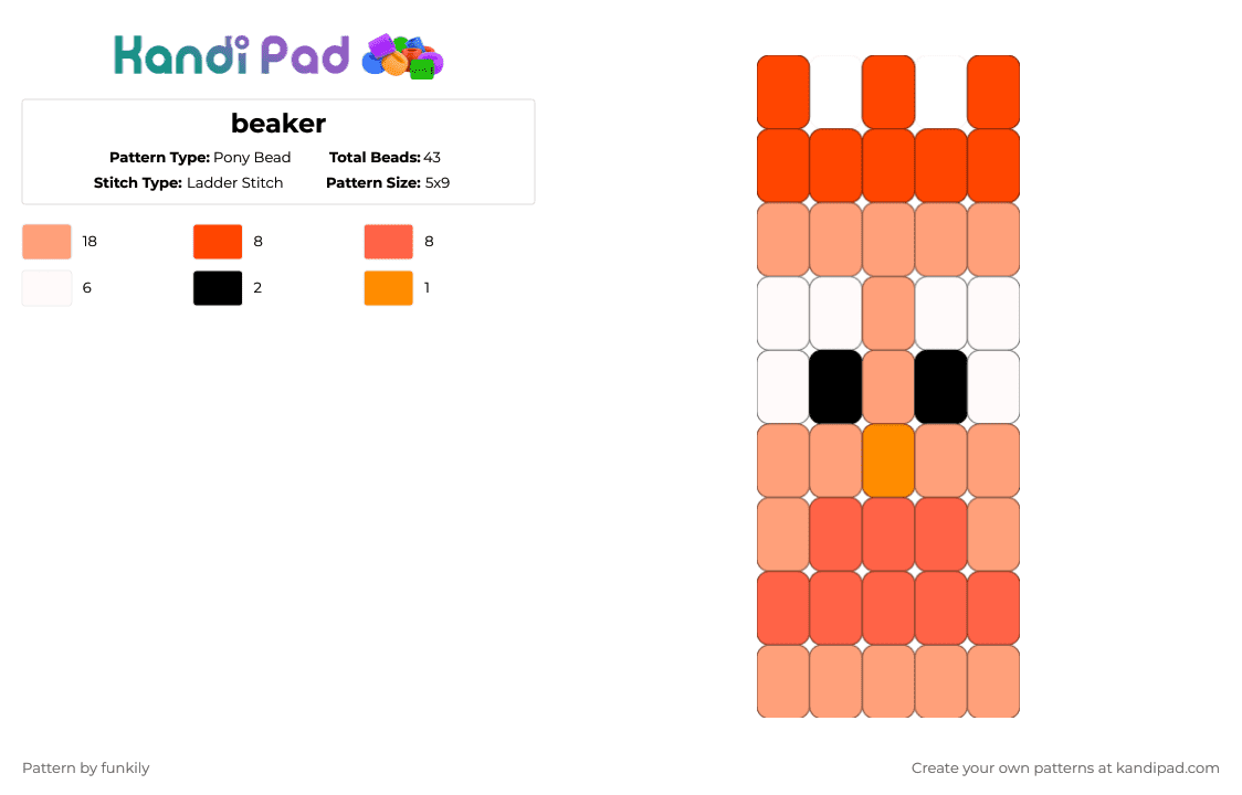 beaker - Pony Bead Pattern by funkily on Kandi Pad - orange, red