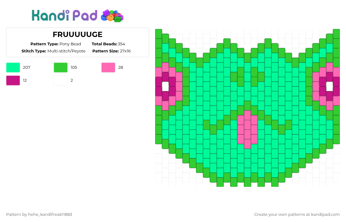FRUUUUUGE - Pony Bead Pattern by hehe_kandifreak11883 on Kandi Pad - 