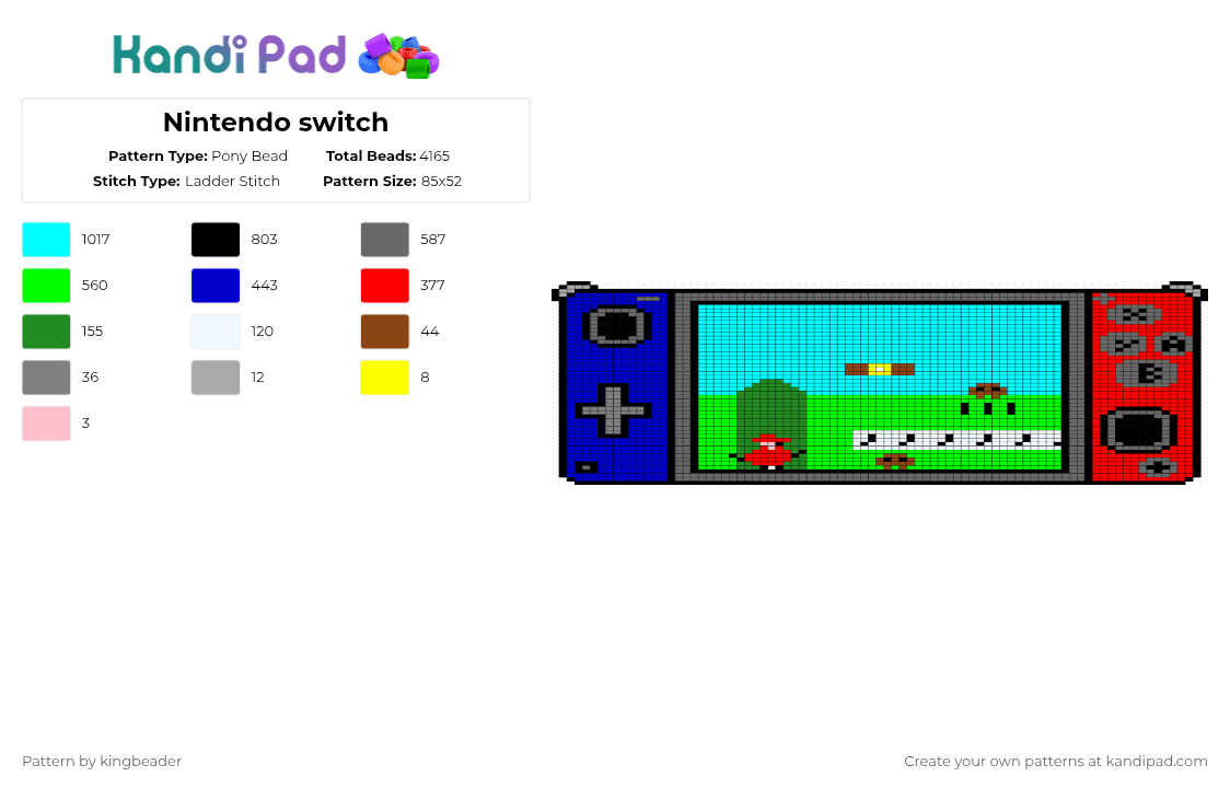 Nintendo switch - Pony Bead Pattern by sans_fan on Kandi Pad - 