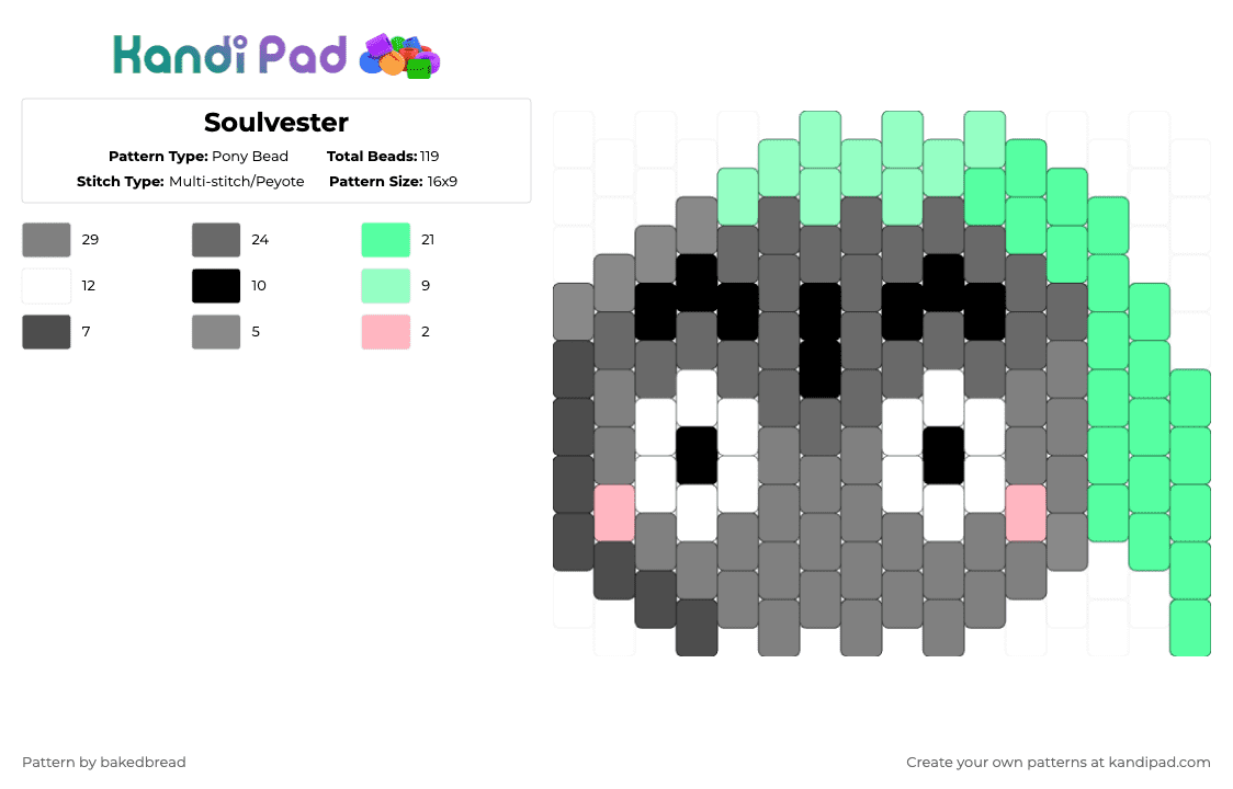 Soulvester - Pony Bead Pattern by bakedbread on Kandi Pad - gray