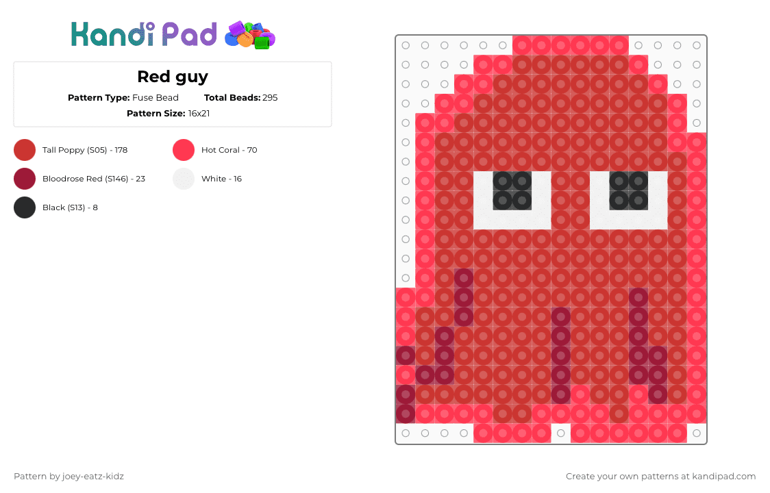 Red guy - Fuse Bead Pattern by joey-eatz-kidz on Kandi Pad - 