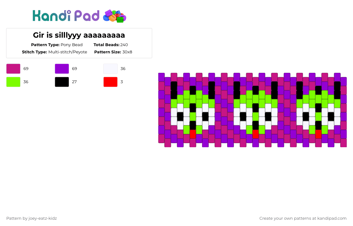 Gir is silllyyy aaaaaaaaa - Pony Bead Pattern by joey-eatz-kidz on Kandi Pad - 