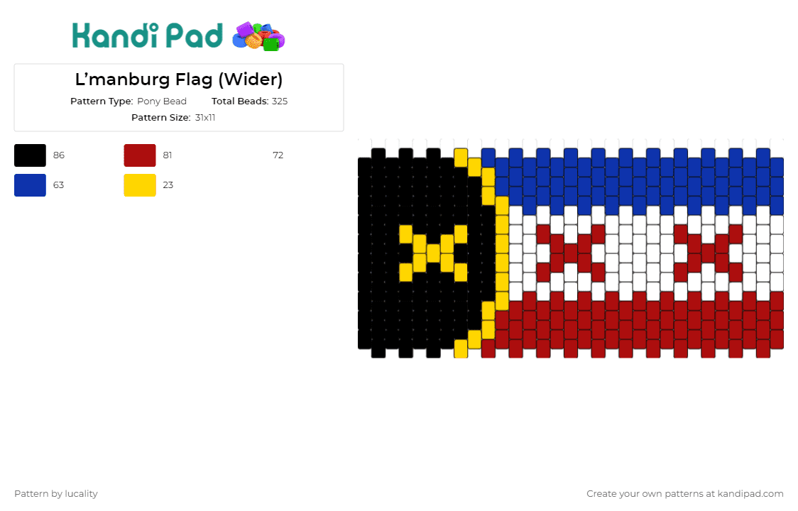 L’manburg Flag (Wider) - Pony Bead Pattern by lucality on Kandi Pad - lmanburg,flags,minecraft,video games