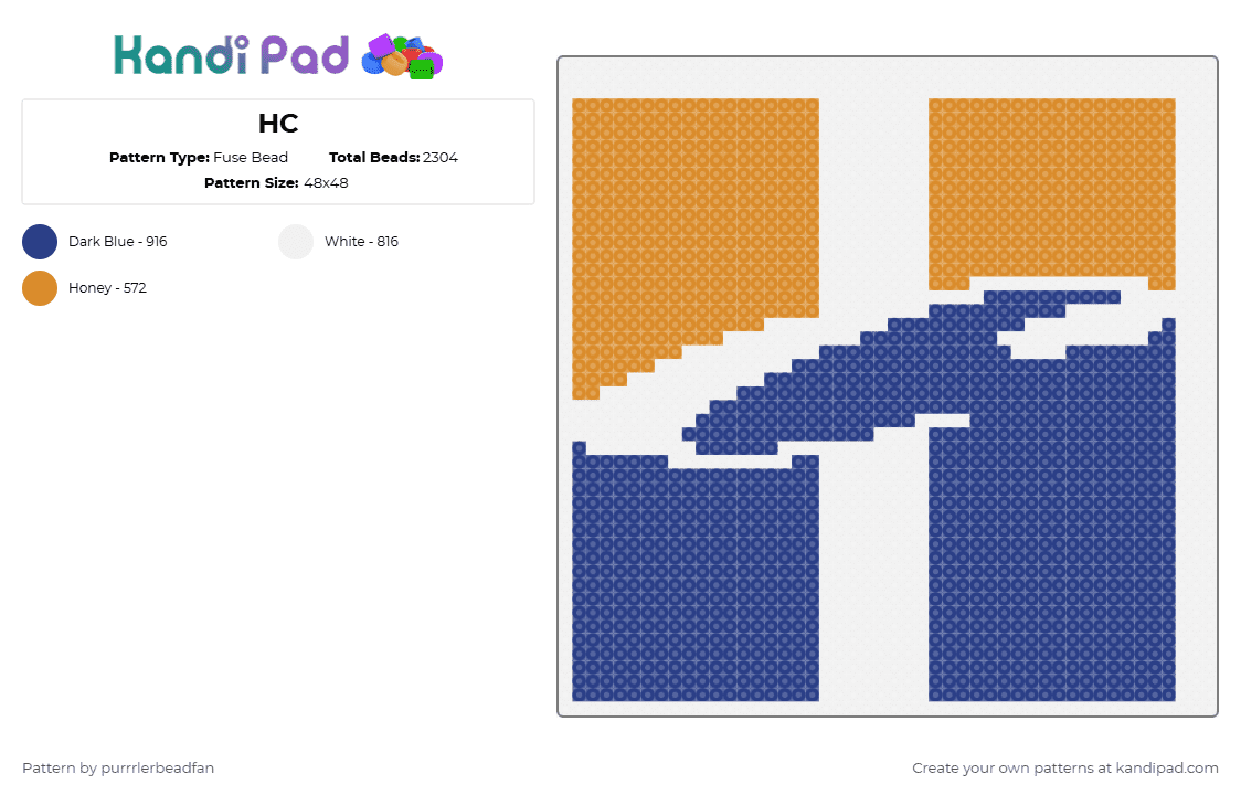 HC - Fuse Bead Pattern by perlypop on Kandi Pad - orange,blue