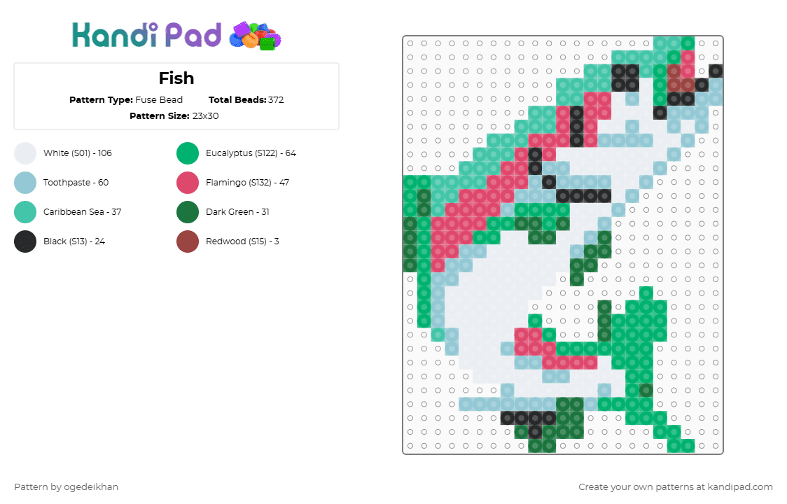 Fish - Fuse Bead Pattern by ogedeikhan on Kandi Pad - 