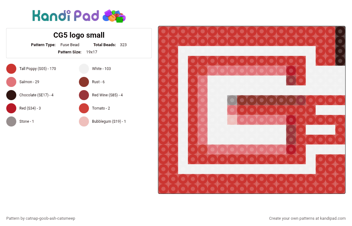 CG5 logo small - Fuse Bead Pattern by catnap-goob-ash-catsmeep on Kandi Pad - red
