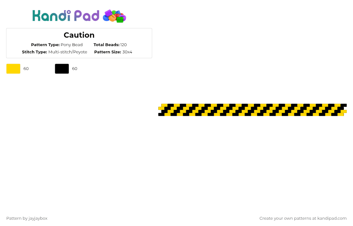 Caution - Pony Bead Pattern by jayjaybox on Kandi Pad - yellow,black