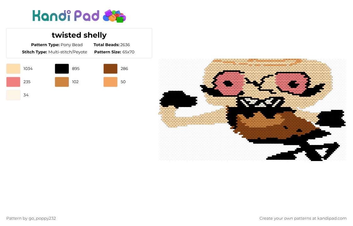 twisted shelly - Pony Bead Pattern by go_poppy232 on Kandi Pad - 