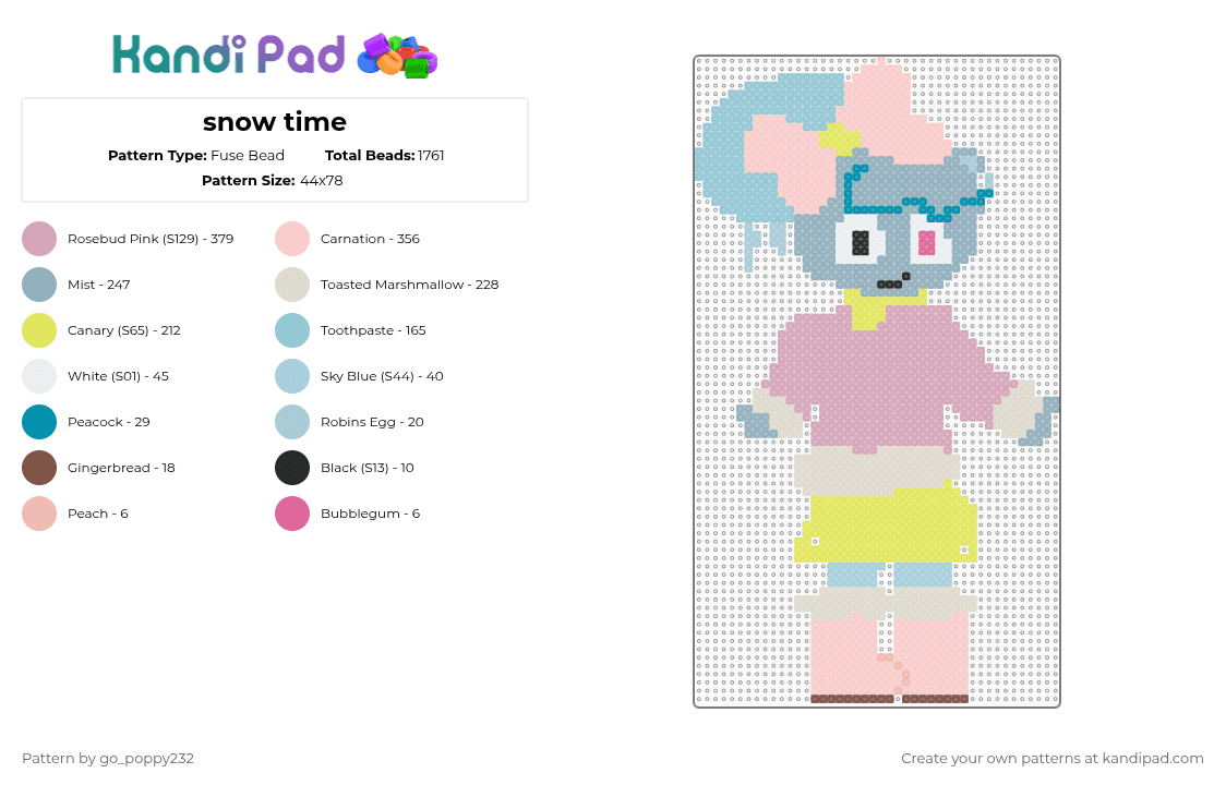 snow time - Fuse Bead Pattern by go_poppy232 on Kandi Pad - beige,light blue,pink
