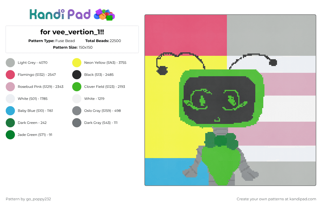 for vee_vertion_1!! - Fuse Bead Pattern by go_poppy232 on Kandi Pad - beige,yellow,green,colorful