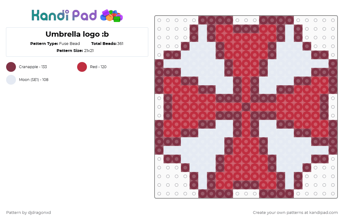 Umbrella logo :b - Fuse Bead Pattern by djdragonxd on Kandi Pad - brown,red