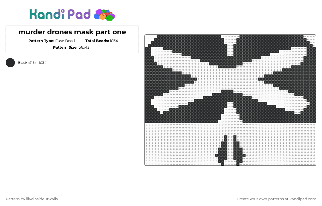 murder drones mask part one - Fuse Bead Pattern by iliveinsideurwalls on Kandi Pad - black