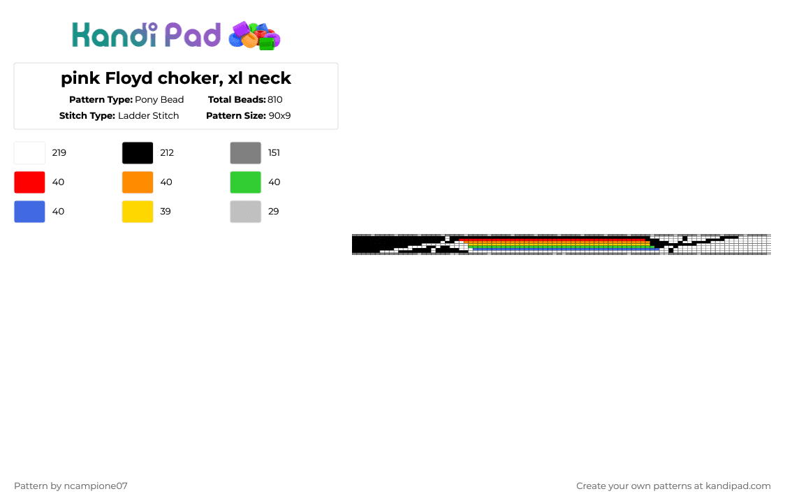 Pink Floyd Pattern Pink Floyd choker, xl neck Pony Bead Pattern - Kandi Pad | Kandi ...