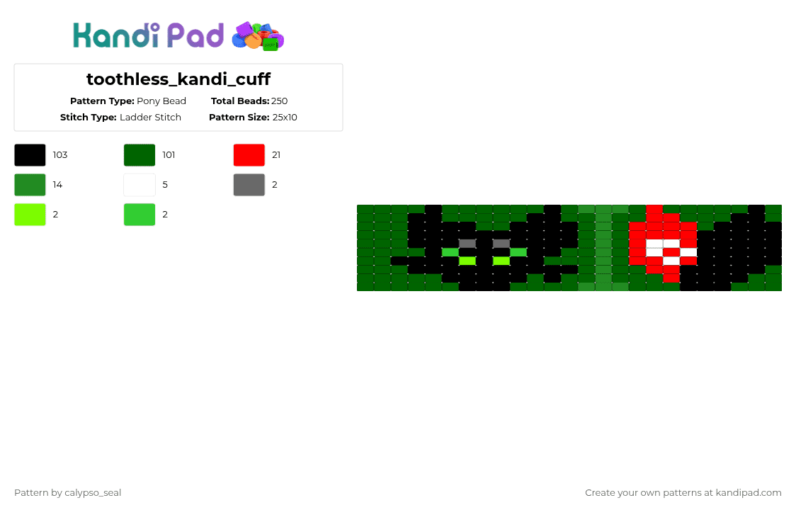 toothless_kandi_cuff - Pony Bead Pattern by calypso_seal on Kandi Pad - toothless,httyd,how to train your dragon
