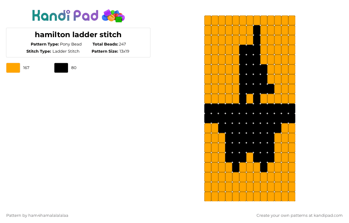 hamilton ladder stitch - Pony Bead Pattern by ham4hamalalalalaa on Kandi Pad - 