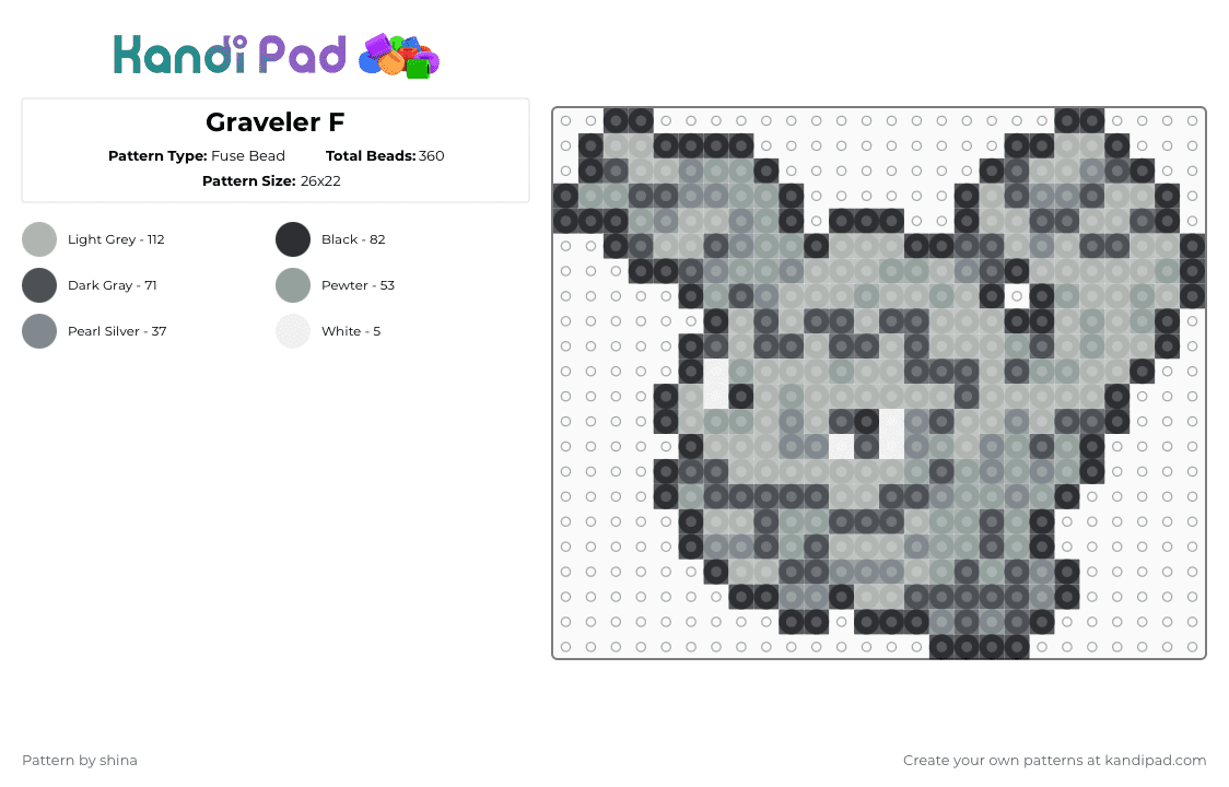 Graveler F - Fuse Bead Pattern by shina on Kandi Pad - beige, gray