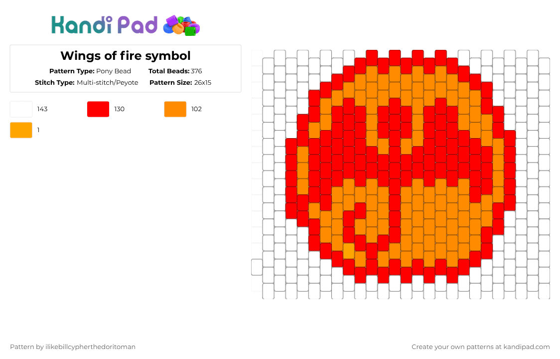 Wings of fire symbol - Pony Bead Pattern by ilikebillcypherthedoritoman on Kandi Pad - red,orange