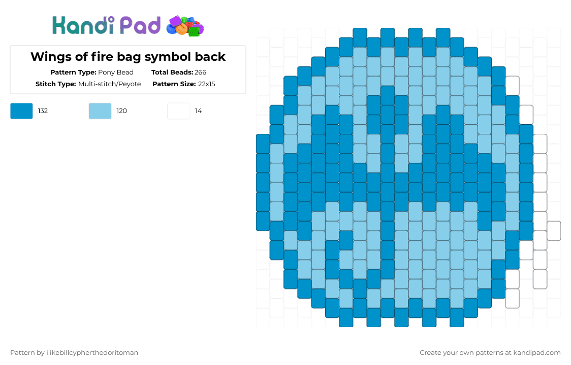 Wings of fire bag symbol back - Pony Bead Pattern by ilikebillcypherthedoritoman on Kandi Pad - light blue
