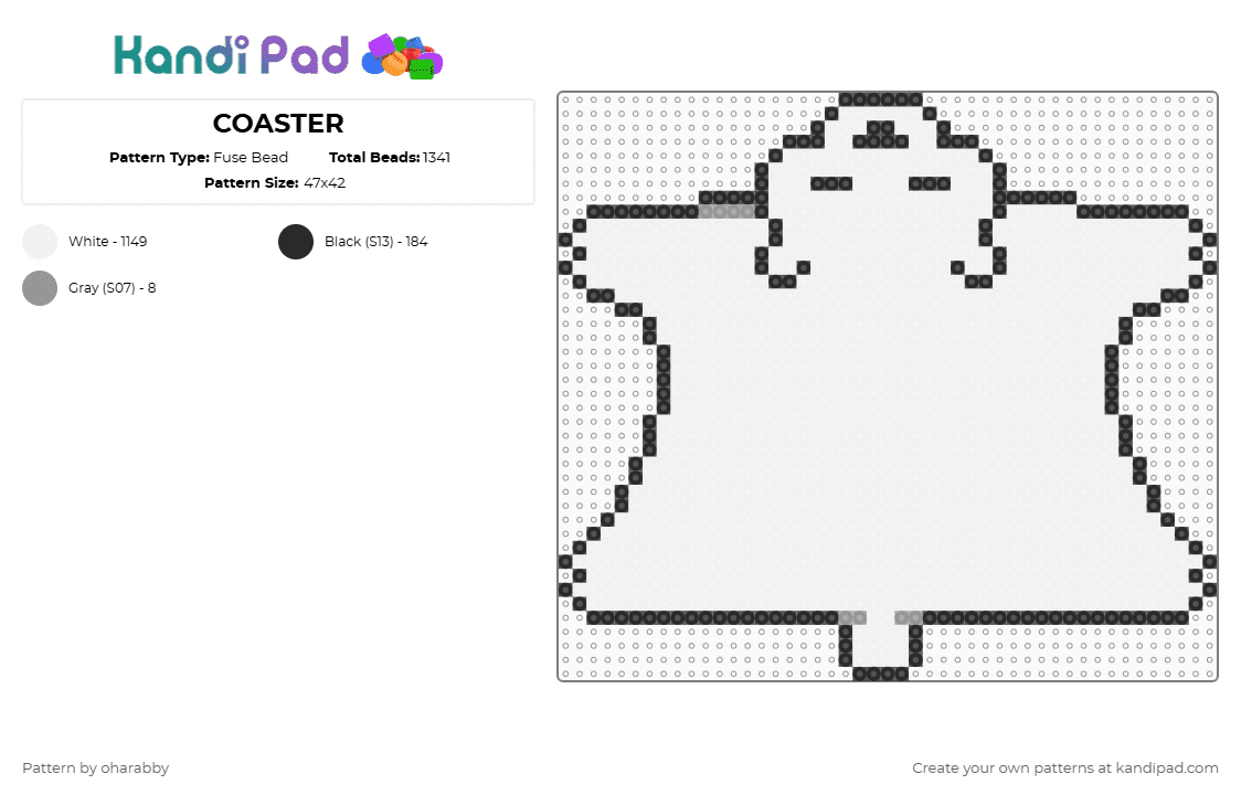 COASTER - Fuse Bead Pattern by oharabby on Kandi Pad - white