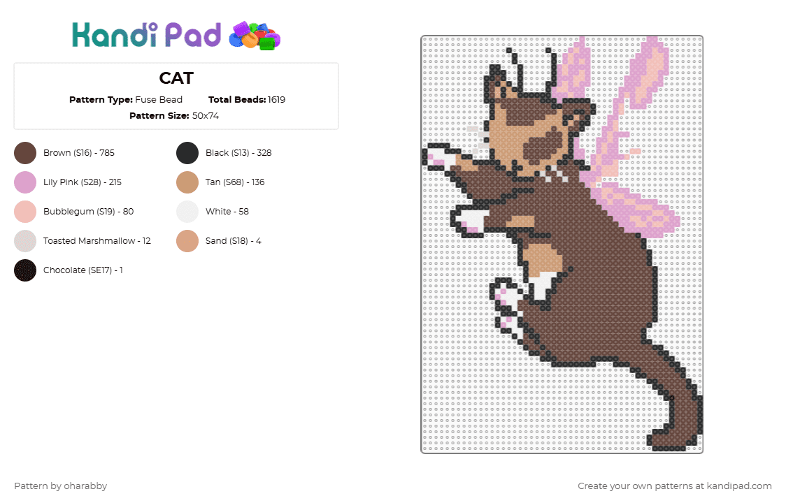 CAT - Fuse Bead Pattern by oharabby on Kandi Pad - brown