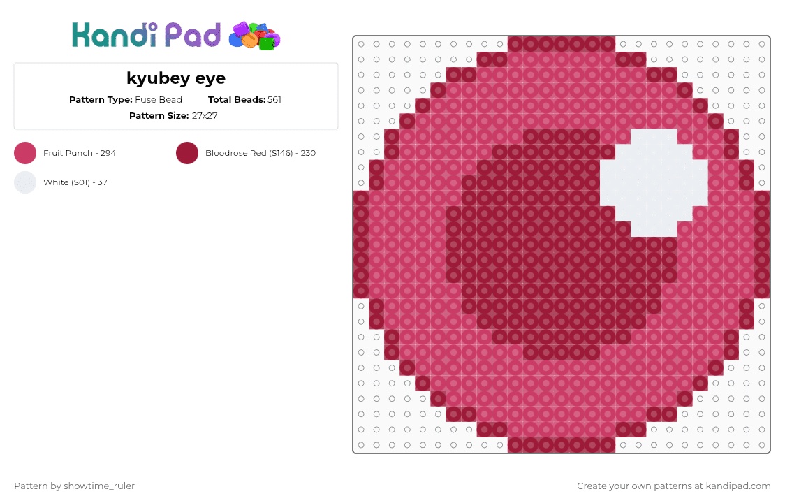 kyubey eye - Fuse Bead Pattern by deleted_user_175343 on Kandi Pad - red,pink,kyubey,madoka,pmmm,madoka magica,cutecore,eye