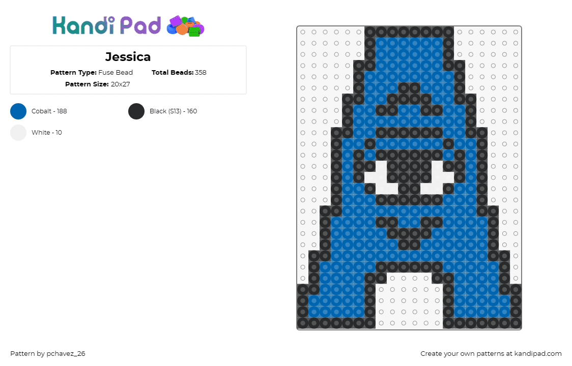 Jessica - Fuse Bead Pattern by pchavez_26 on Kandi Pad - text,cyclops,letter,blue,character,figure,personalized art