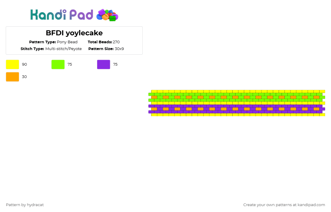 BFDI yoylecake - Pony Bead Pattern by hydracat on Kandi Pad - 