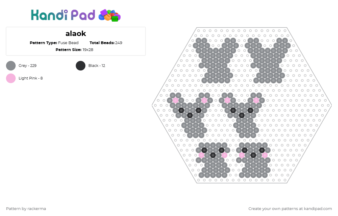alaok - Fuse Bead Pattern by rackerma on Kandi Pad - koala,animal,gray