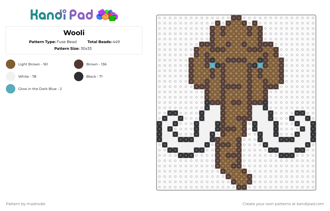 Wooli - Fuse Bead Pattern by madrodel on Kandi Pad - brown,tan