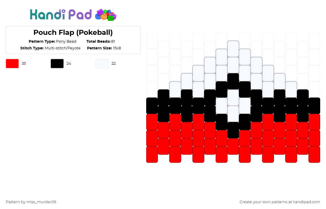 Pouch Flap (Pokeball) - Pony Bead Pattern by miss_murder06 on Kandi Pad - red, white