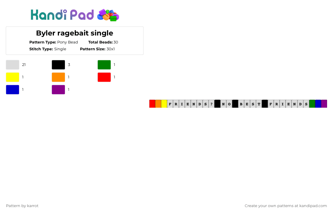 Byler ragebait single - Pony Bead Pattern by karrot on Kandi Pad - white,yellow,red,pink,colorful,stranger things,byler