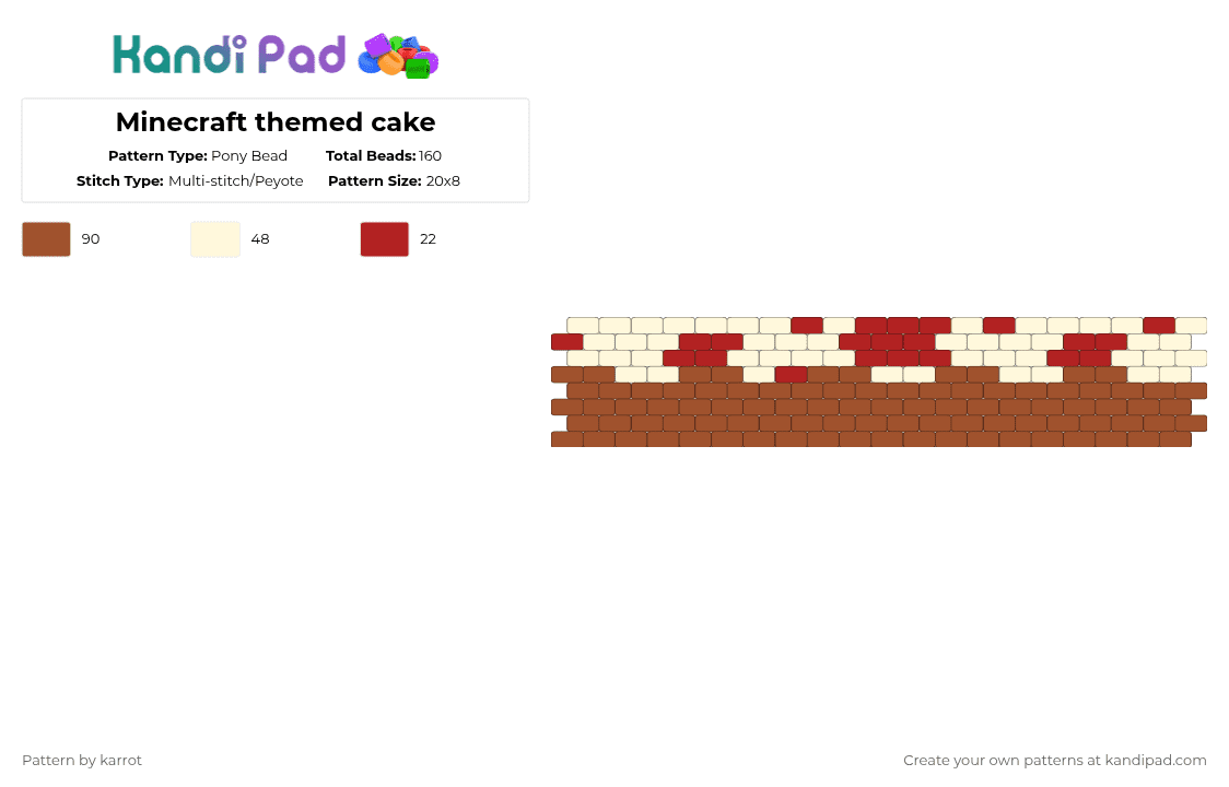 Minecraft themed cake - Pony Bead Pattern by karrot on Kandi Pad - red,white,food,cake,minecraft,coolio